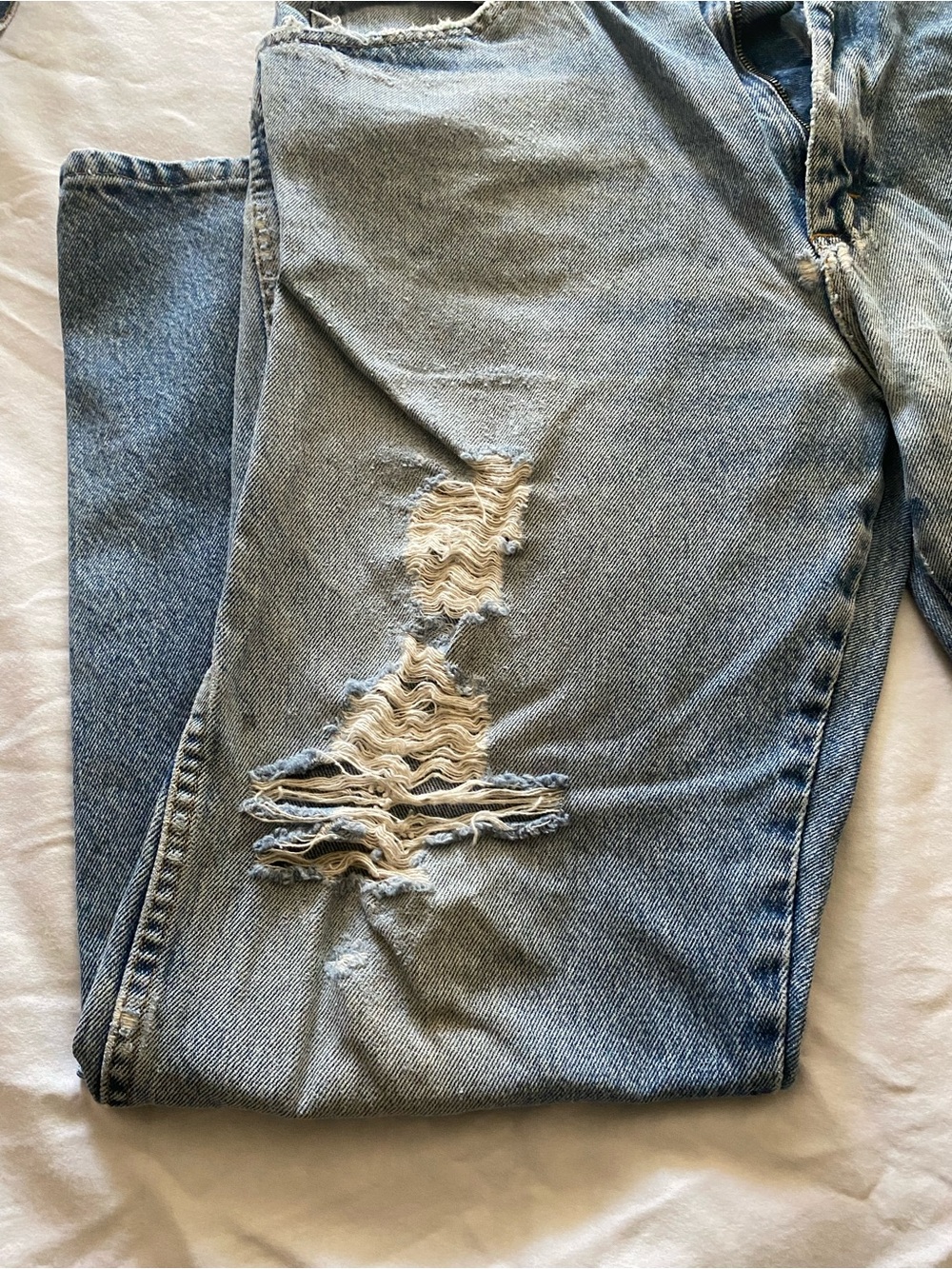 Wrangler Light Blue Ripped Straight Jeans - Picture 2 of 3